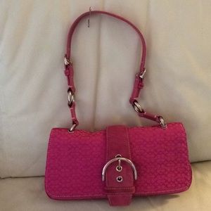 Coach suede and leather clutch